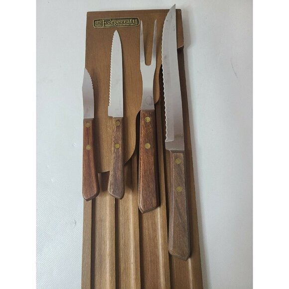 Vintage Forgecraft by Washington Forge Knife Cutlery Set With Wood Hanging Case - Picture 6 of 6